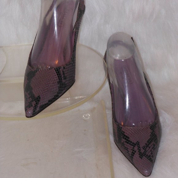 Coach Alena Snakeskin Purple Leather Pointy Slingbacks Heels Womens Size 9 M - Picture 9 of 12